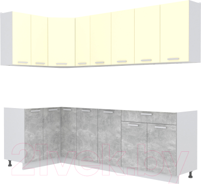 Кухонный гарнитур Интерлиния Мила Лайт 1.2x2.5 без столешницы (ваниль/бетон)
