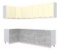 Кухонный гарнитур Интерлиния Мила Лайт 1.2x2.7 без столешницы (ваниль/бетон) - 
