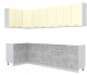 Кухонный гарнитур Интерлиния Мила Лайт 1.2x2.8 без столешницы (ваниль/бетон) - 