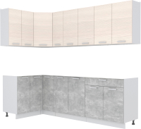 Готовая кухня Интерлиния Мила Лайт 1.2x2.5 без столешницы  (вудлайн кремовый/бетон) - 