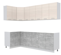 Кухонный гарнитур Интерлиния Мила Лайт 1.2x2.6 без столешницы  (вудлайн кремовый/бетон) - 