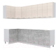 Кухонный гарнитур Интерлиния Мила Лайт 1.2x2.7 без столешницы (вудлайн кремовый/бетон) - 