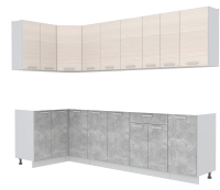 Кухонный гарнитур Интерлиния Мила Лайт 1.2x2.8 без столешницы (вудлайн кремовый/бетон) - 