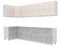 Готовая кухня Интерлиния Мила Лайт 1.2x3.0 без столешницы (вудлайн кремовый/бетон) - 