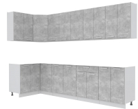 Кухонный гарнитур Интерлиния Мила Лайт 1.2x3.0 без столешницы (бетон) - 