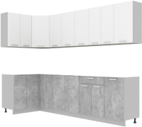 Кухонный гарнитур Интерлиния Мила Лайт 1.2x2.8 без столешницы (белый платинум/бетон) - 