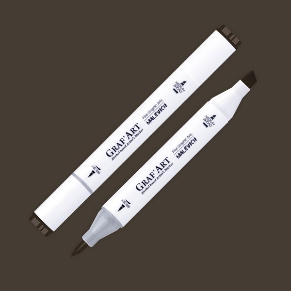 Маркер перманентный Малевичъ GrafArt Brush 190120 (черно-коричневый)
