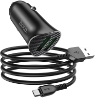 Зарядное устройство автомобильное Hoco Z39 + кабель Micro (черный) - 