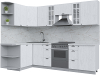 Кухонный гарнитур Интерлиния Берес 1.5x2.7 левая (дуб полярный/серый каспий) - 