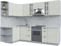 Кухонный гарнитур Интерлиния Берес 1.5x2.7 левая (дуб снежный/серый каспий) - 