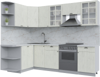 Кухонный гарнитур Интерлиния Берес 1.5x2.6 левая (дуб снежный/серый каспий) - 