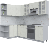 Кухонный гарнитур Интерлиния Берес 1.5x2.5 левая (дуб снежный/серый каспий) - 