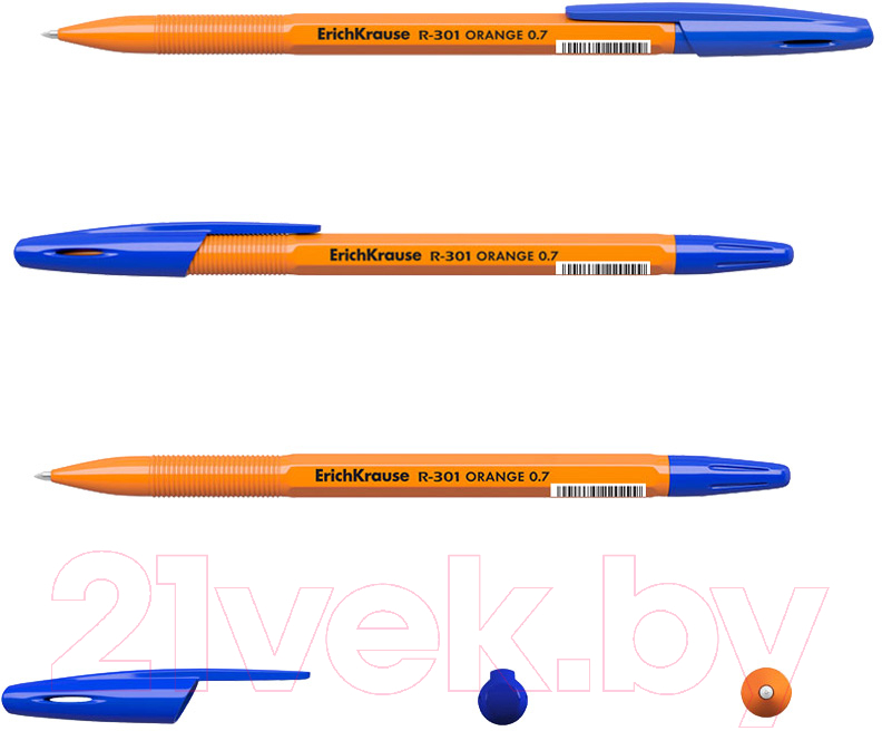 Набор шариковых ручек Erich Krause R-301 Orange Stick / 56614 (8шт, синий) — фото 3