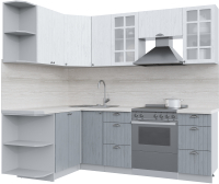 Кухонный гарнитур Интерлиния Берес 1.5x2.3 левая (дуб полярный/дуб серый/травертин серый) - 