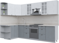 Кухонный гарнитур Интерлиния Берес 1.5x2.9 левая (дуб полярный/дуб серый/травертин серый) - 