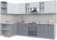 Кухонный гарнитур Интерлиния Берес 1.5x3.0 левая (дуб полярный/дуб серый/травертин серый) - 