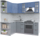 Кухонный гарнитур Интерлиния Берес 1.5x2.1 левая (дуб лазурный/дуб серый/серый каспий) - 