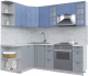 Готовая кухня Интерлиния Берес 1.5x2.2 левая (дуб лазурный/дуб серый/серый каспий) - 