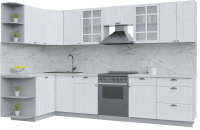 Кухонный гарнитур Интерлиния Берес 1.5x3.2 левая (дуб полярный/серый каспий) - 