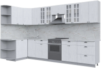 Кухонный гарнитур Интерлиния Берес 1.5x3.4 левая (дуб полярный/серый каспий) - 