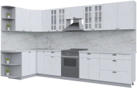 Кухонный гарнитур Интерлиния Берес 1.5x3.5 левая (дуб полярный/серый каспий) - 