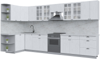 Кухонный гарнитур Интерлиния Берес 1.5x3.8 левая (дуб полярный/серый каспий) - 