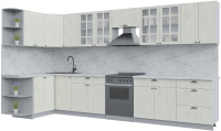 Готовая кухня Интерлиния Берес 1.5x3.8 левая (дуб снежный/серый каспий) - 