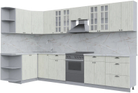 Кухонный гарнитур Интерлиния Берес 1.5x3.4 левая (дуб снежный/серый каспий) - 