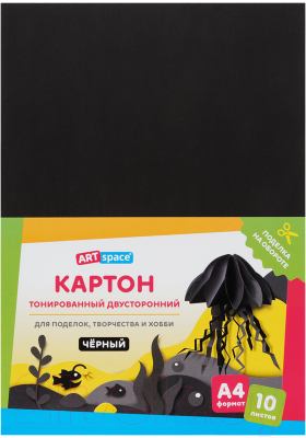 Набор цветного картона ArtSpace КТ1А4_38004 (10л, черный)