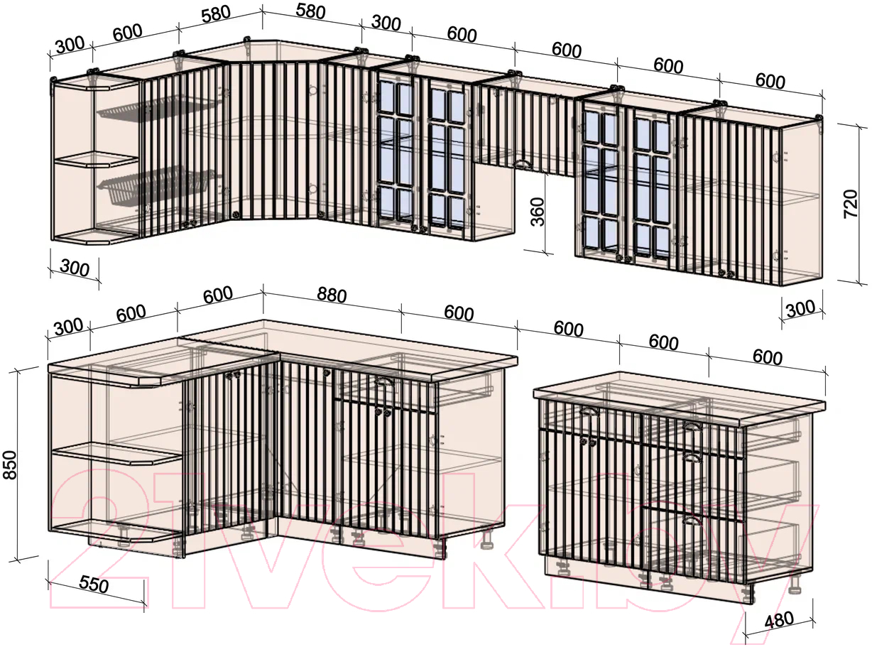 Готовая кухня Интерлиния Берес 1.5x3.3 левая