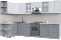 Кухонный гарнитур Интерлиния Берес 1.5x3.2 левая (дуб полярный/дуб серый/травертин серый) - 
