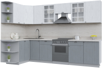 Кухонный гарнитур Интерлиния Берес 1.5x3.1 левая (дуб полярный/дуб серый/травертин серый) - 