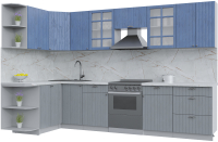 Кухонный гарнитур Интерлиния Берес 1.5x3.2 левая (дуб лазурный/дуб серый/серый каспий) - 