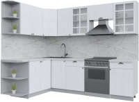 Кухонный гарнитур Интерлиния Берес 1.7x2.6 левая (дуб полярный/серый каспий) - 