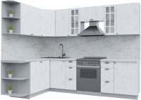 Кухонный гарнитур Интерлиния Берес 1.7x2.7 левая (дуб полярный/серый каспий) - 