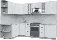 Кухонный гарнитур Интерлиния Берес 1.7x2.8 левая (дуб полярный/серый каспий) - 