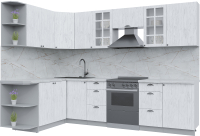Кухонный гарнитур Интерлиния Берес 1.7x2.9 левая (дуб полярный/серый каспий) - 