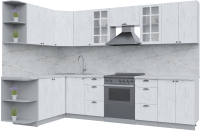Кухонный гарнитур Интерлиния Берес 1.7x3.0 левая (дуб полярный/серый каспий) - 
