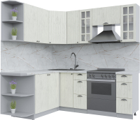 Кухонный гарнитур Интерлиния Берес 1.7x2.1 левая (дуб снежный/серый каспий) - 