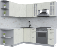 Кухонный гарнитур Интерлиния Берес 1.7x2.2 левая (дуб снежный/серый каспий) - 