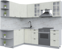 Кухонный гарнитур Интерлиния Берес 1.7x2.4 левая (дуб снежный/серый каспий) - 