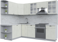 Кухонный гарнитур Интерлиния Берес 1.7x2.6 левая (дуб снежный/серый каспий) - 