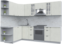 Кухонный гарнитур Интерлиния Берес 1.7x2.7 левая (дуб снежный/серый каспий) - 