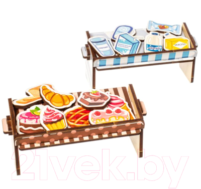 Изображение товара Мини-кафе игрушечное WoodLand Toys Пекарня и молочные продукты. Супермаркет / 370101