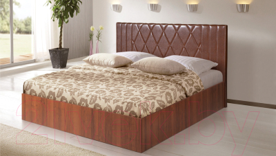 Полуторная кровать Мебель-Парк Аврора 6 200x120 с подъемным механизмом (темный)