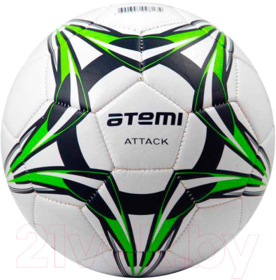 Футбольный мяч Atemi Attack PVC foam (размер 4, белый/синий/салатовый)