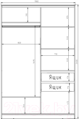 Шкаф-купе Рэйгрупп 158 SSX Elgon РГ-04.02 (сосна натуральная/хром) - Схема