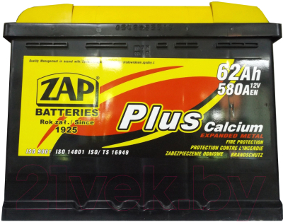 Автомобильный аккумулятор ZAP Plus 562 95 R+ (62 А/ч)