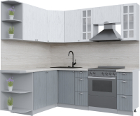Кухонный гарнитур Интерлиния Берес 1.7x2.2 левая (дуб полярный/дуб серый/травертин серый) - 