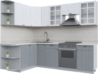 Кухонный гарнитур Интерлиния Берес 1.7x2.5 левая (дуб полярный/дуб серый/травертин серый) - 